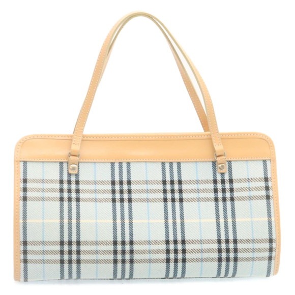 BURBERRY Blue Label Nova Check Hand Bag Canvas Light Blue Auth ki1534 - Picture 2 of 16